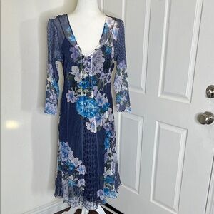 Komarov Floral Midi Dress Mixed Media XL Wedding Guest Cottagecore Fairycore